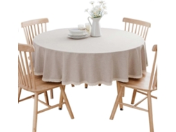 Lurelia Toalha De Mesa Redonda Algodão Linho Renda Cáqui Diâmetro 160 Cm Antirrugas