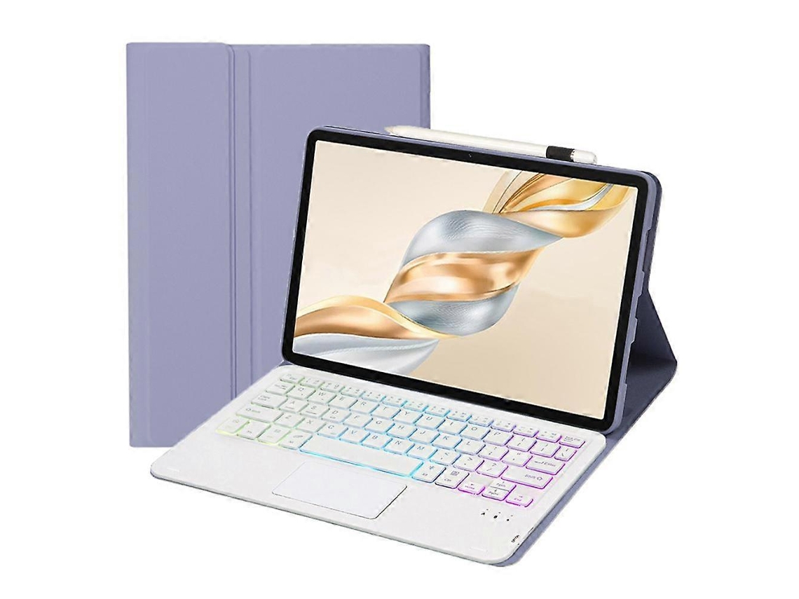 Capa De Couro Ultrafina E Destacável Para Tablet Com Teclado Bluetooth Retroiluminado E Touchpad Ah28-as.