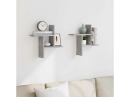 Vidaxl Prateleiras De Parede 2 Pcs Derivados De Madeira Cinza Cimento