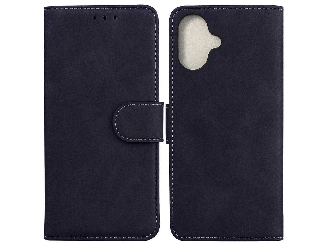 Capa De Couro Sintético Com Suporte Para Iphone 16 Plus, Cor Sólida