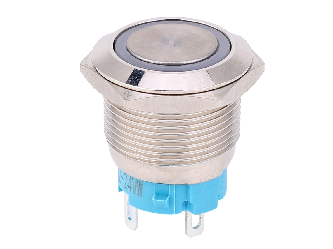 Interruptor De Botão Com Trava Automática 12~24vdc 19mm 1no 4pin Metal Branco 2pcs