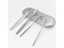 (conjunto De 3 Peças Prateado) Kit De Limpeza De Língua Premium Em Aço Inoxidável, Ferramenta Portátil Para Higiene Oral.
