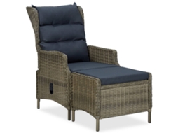 Cadeira Jardim Reclinável C/ Apoio Pés Vime Pe Castanho Dkd Home Decor