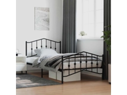 Vidaxl Estrutura De Cama Com Cabeceira E Pés 107x203 Cm Metal Preto
