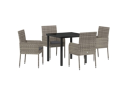 Conjunto de Jantar para Jardim 5 Pcs - Móveis de Jardim para Refeição Cinzeto Vime Pe HARLANV1