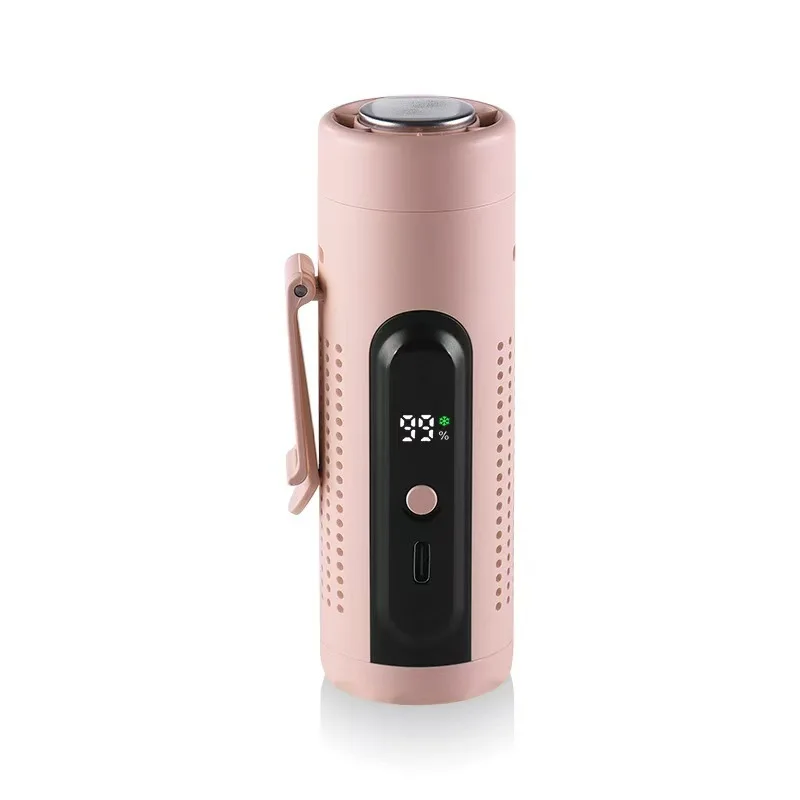 (rosa, Usb Tipo-c) Ventilador Portátil 3 Em 1 Com Placa De Resfriamento, 5 Velocidades De Vento, Recarregável