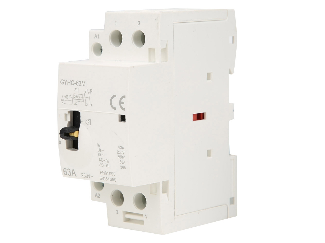 Contactor AC 2P 63A 50Hz para rail DIN com controle manual | S/MARCA