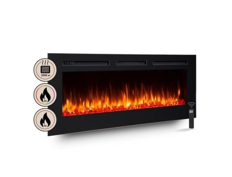 Lareira elétrica embutida Balderia Fiamma 60, 2000 W, preta