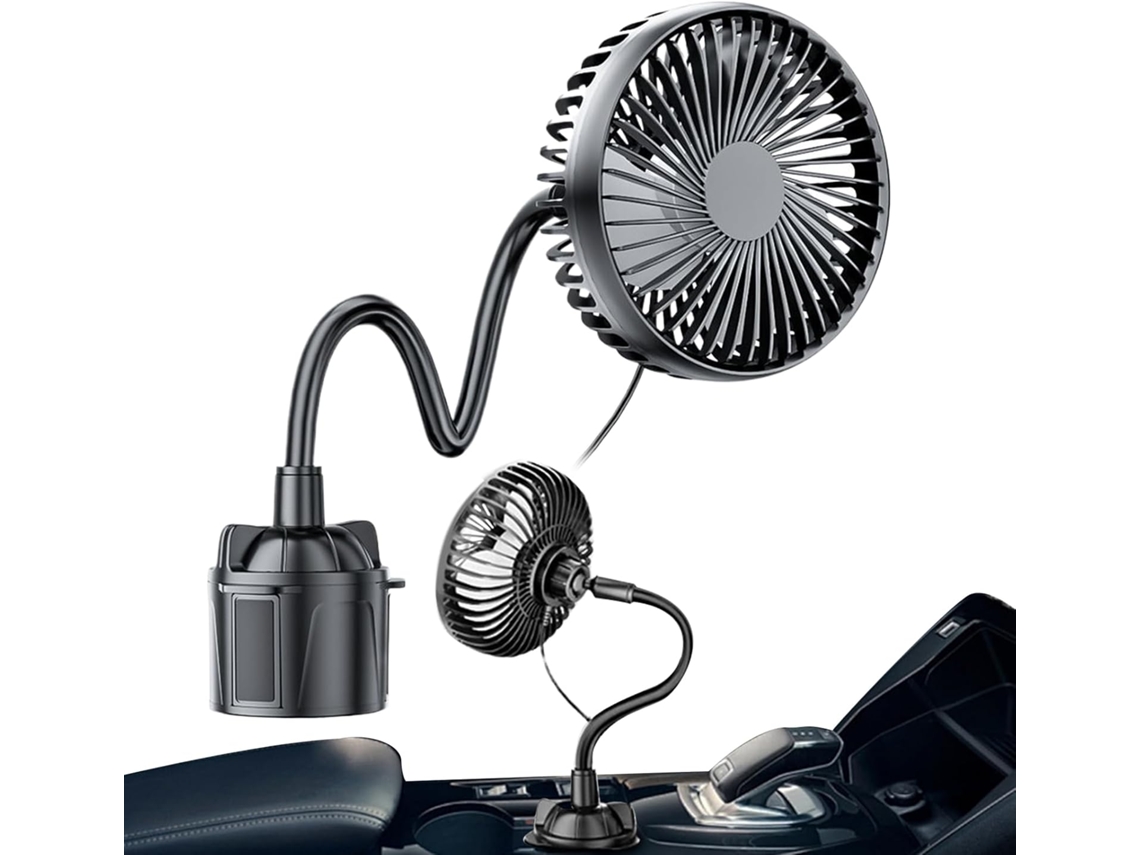 Ventilador De Suporte Para Copos Recarregável Com 3 Velocidades Ajustáveis 12v 24v