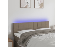 Vidaxl Cabeceira Cama Luzes Led Tecido 144x5x78/88cm Cinza-acastanhado