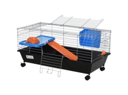 Gaiola Para Roedores Pequenos Com Rodas Habitat Para Furões Porquinho Da India Com Comedouro Bebedouro Rampa 89x44x43cm Preto
