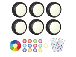 Faróis de Led 6 Peças com 2 Controles Remotos Design Rgb Muitas Cores Preto BRILVIBERA