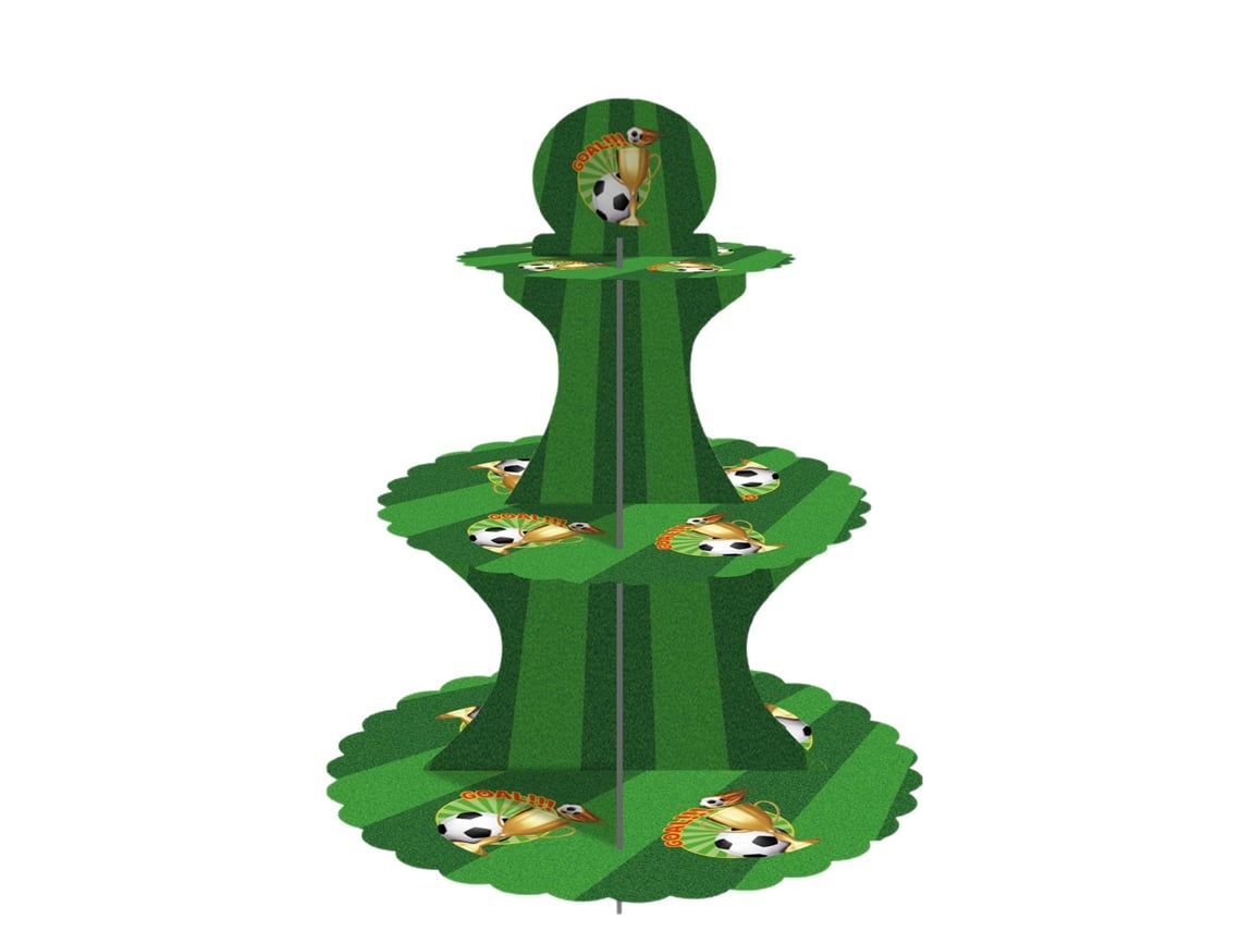 Suporte Para Cupcakes De Futebol Da Copa Do Mundo 3 Andares, Papelão - Fácil Montar, Reutilizável