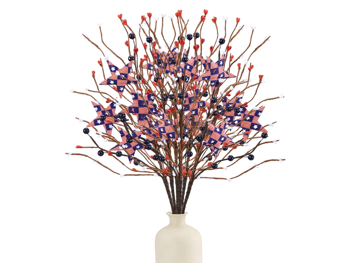 Laxiscreed Spray Decorativo Ramo Grande Para O Dia Da Independência Dos Eua, 46cm