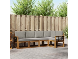 Vidaxl Conjunto De Sofás Para Exterior 5 Unid. Cinza Natural E Claro
