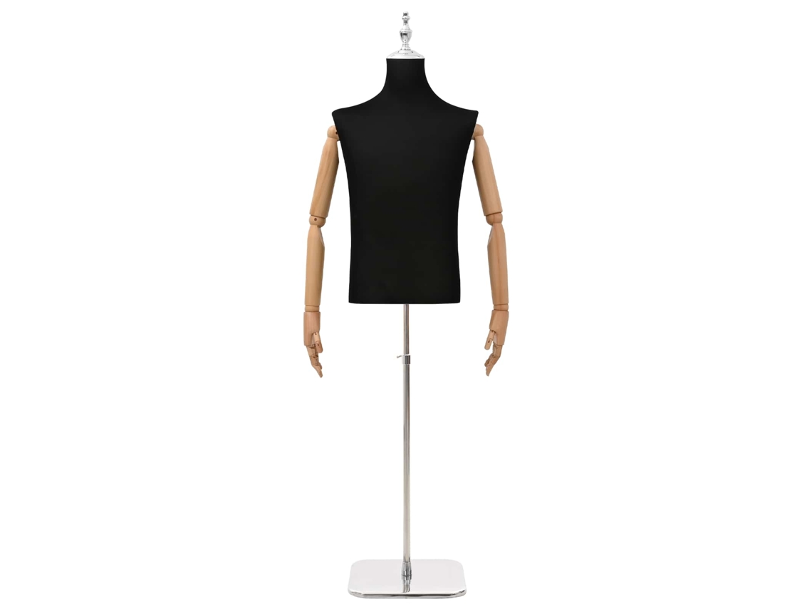 Vidaxl Mannequin Ajustável De 170-218 Cm Com Base Masculino Pp Preto