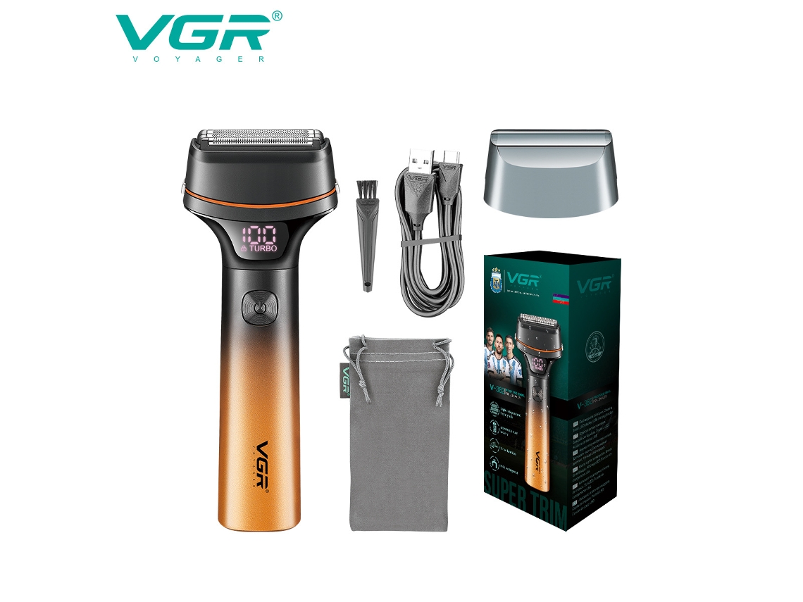Barbeador Elétrico Corporal Com Visor Digital, Lavável À Água E Com Cores Em Degradê.