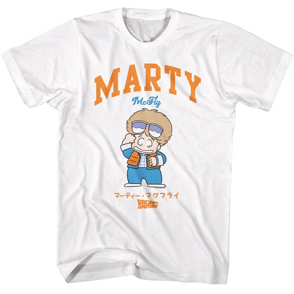 Unisex Adult T-shirt Rockinstone Back To The Future Movie Marty Mcfly Cartoon White Sizexl