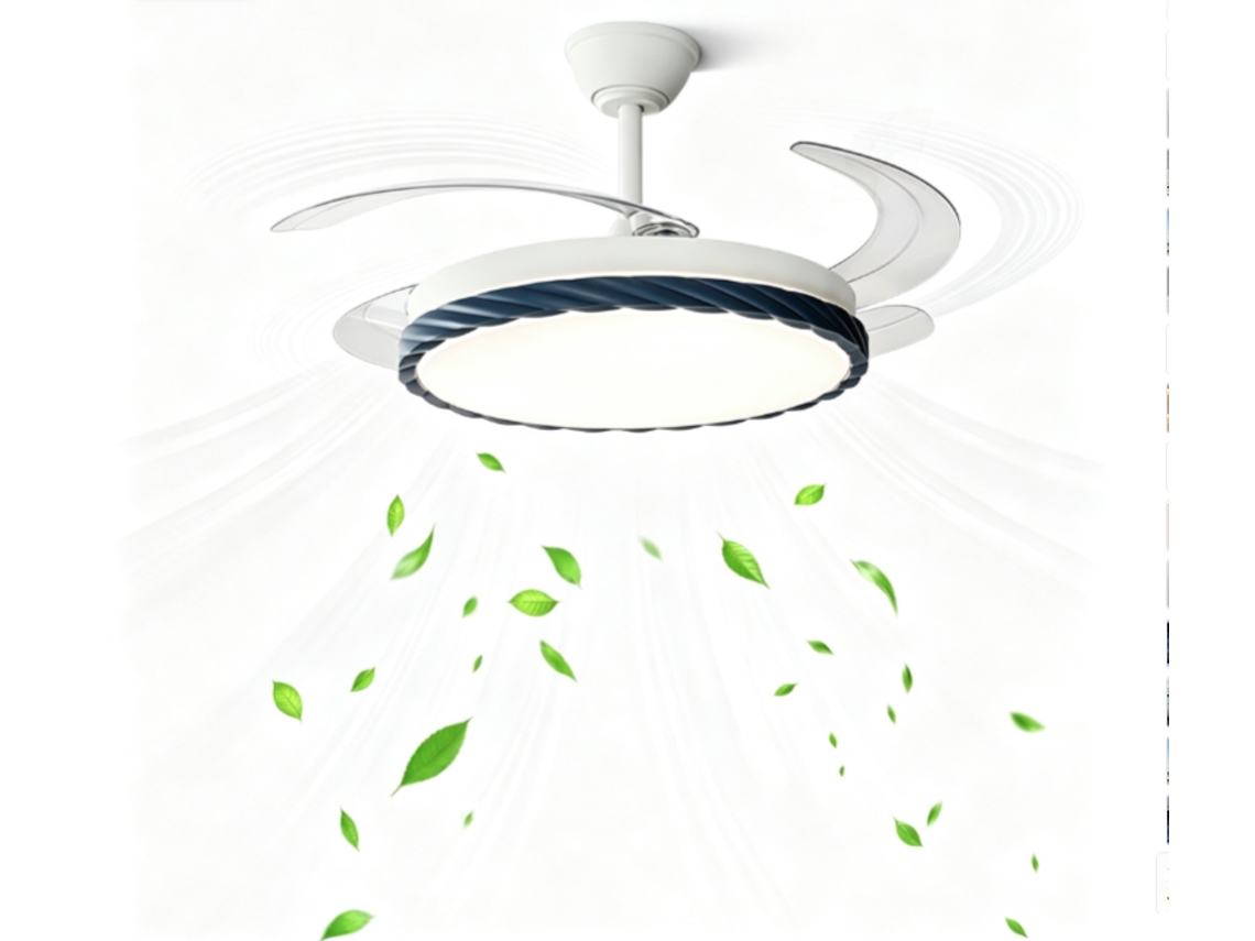 Ventilador de teto com ventilador integrado de 107 cm, saída de circulação de ar para todos os ambientes, ventilador de teto silencioso.
