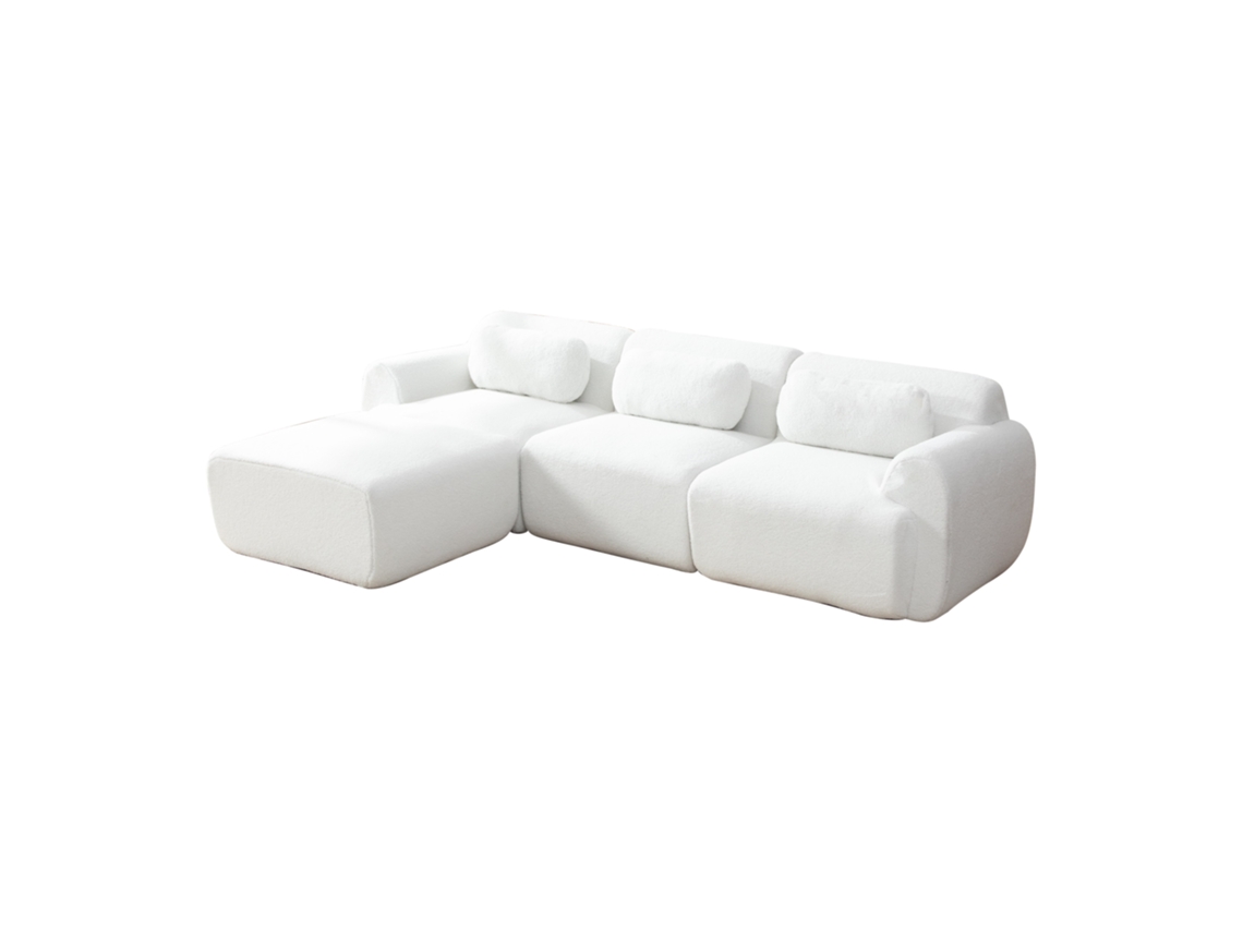 Sofá em chenille com espuma 30d na cor Marfim ORBITRA COMMERCE