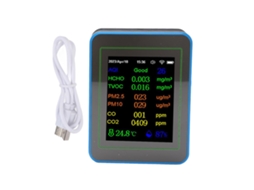 Medidor de qualidade do ar 12 em 1 TUYA Wi-Fi, com CO2, TVOC, HCHO, temperatura, umidade, bateria e hora