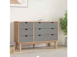 Armã¡rio De Gavetas Otta Pinho Maciã§o Castanho/cinza Dkd Home Decor