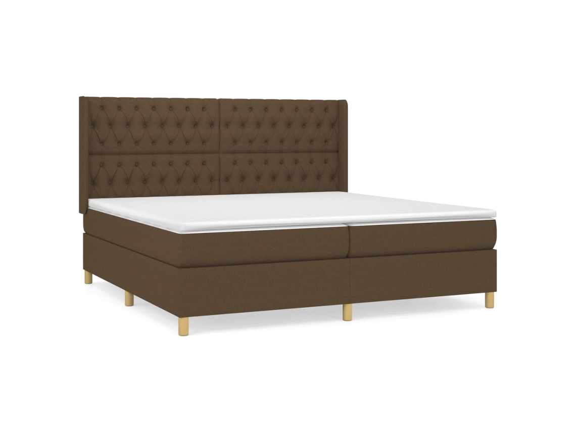 Cama com Molas/Colchão 200x200 Cm em Tecido Castanho Escuro MAISON EXCLUSIVE