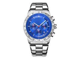 Relógio de Pulso Masculino Ochstin com Pulseira de Aço, Display Redondo, Quartzo, Azul e Prata