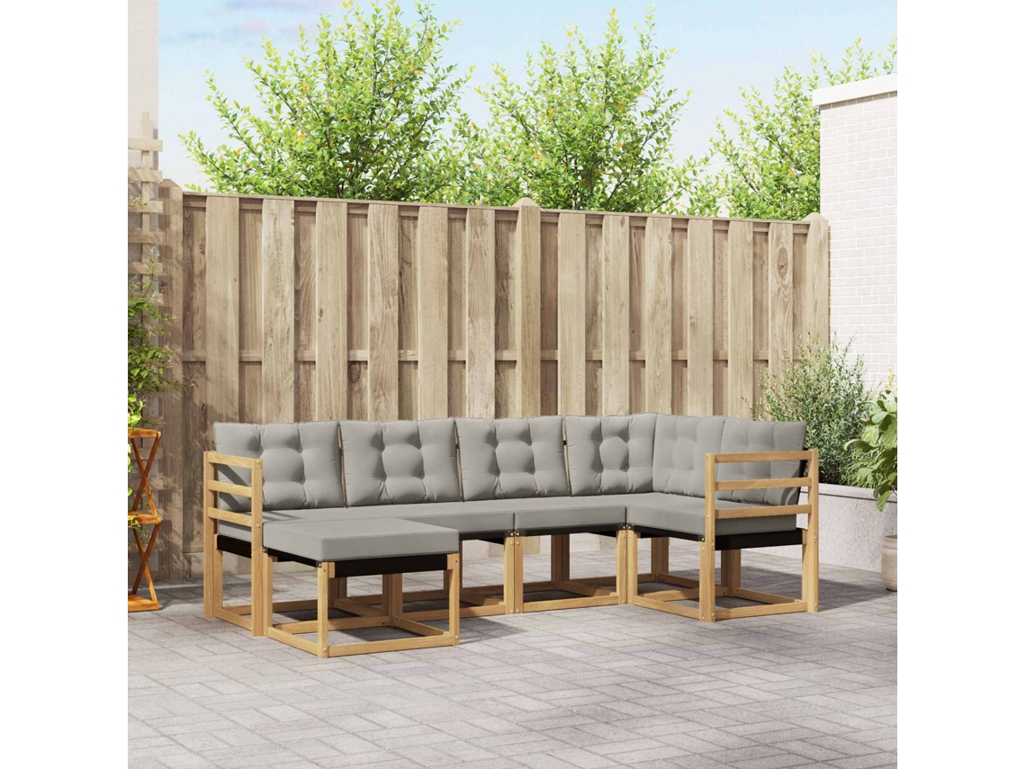 Vidaxl Conjunto De Sofás Para Exterior 6 Pcs Branco E Cinzento-claro