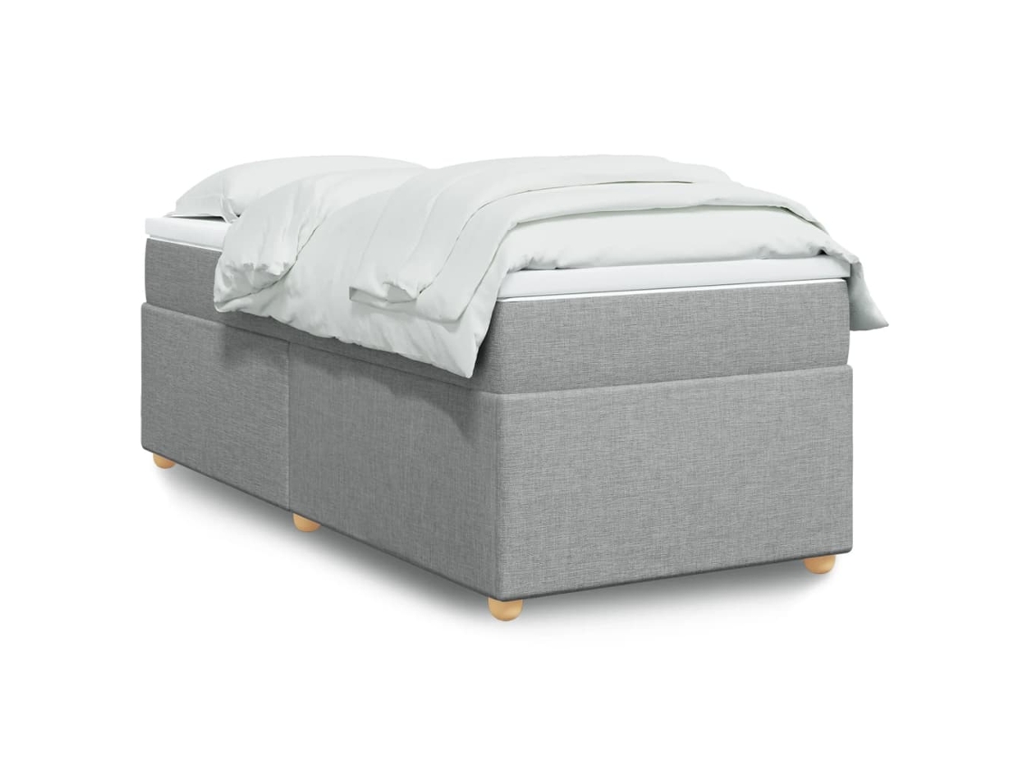 Cama Com Molas/colchão 90x190 Cm Tecido Cinzento-claro