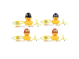 WalshLXq Conjunto de 4 Patinhos Amarelos de Borracha com Hélice e Capacete para Decoração de Painel de Carro e Moto