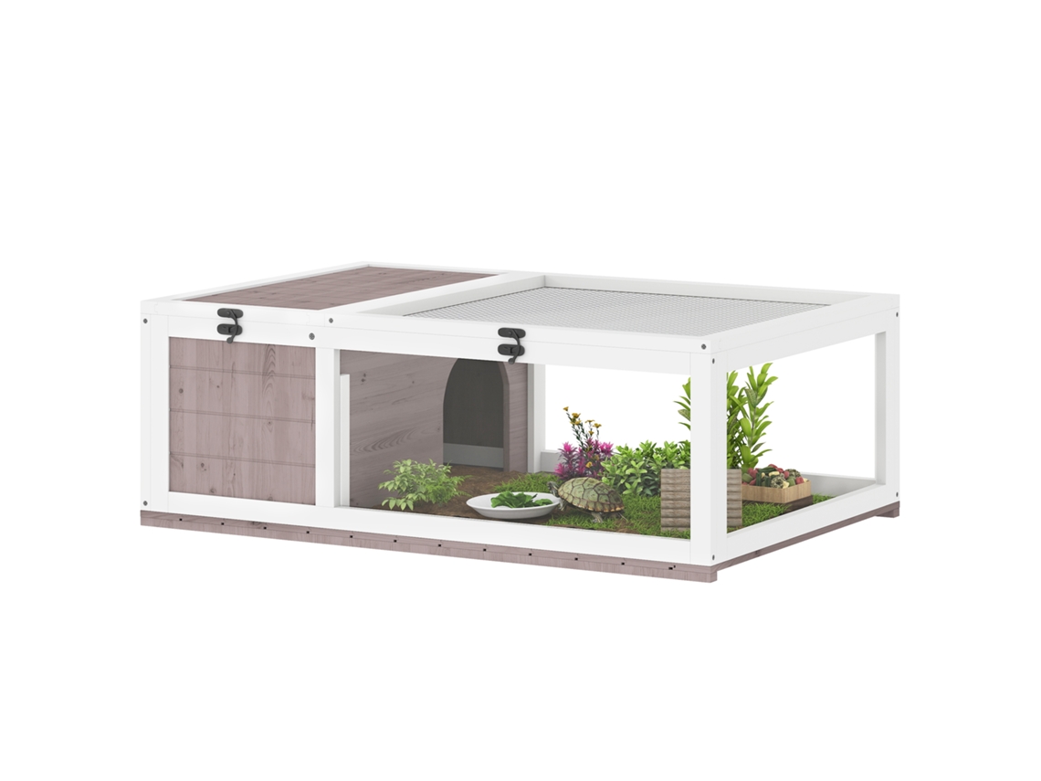 Terrário Madeira para Tartarugas, 91x60,5x32cm, Marrom | S/MARCA