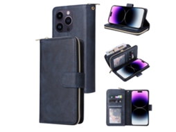 Capa Para Iphone 15 Pro Max Pele Sintética Com Porta-cartões Azul