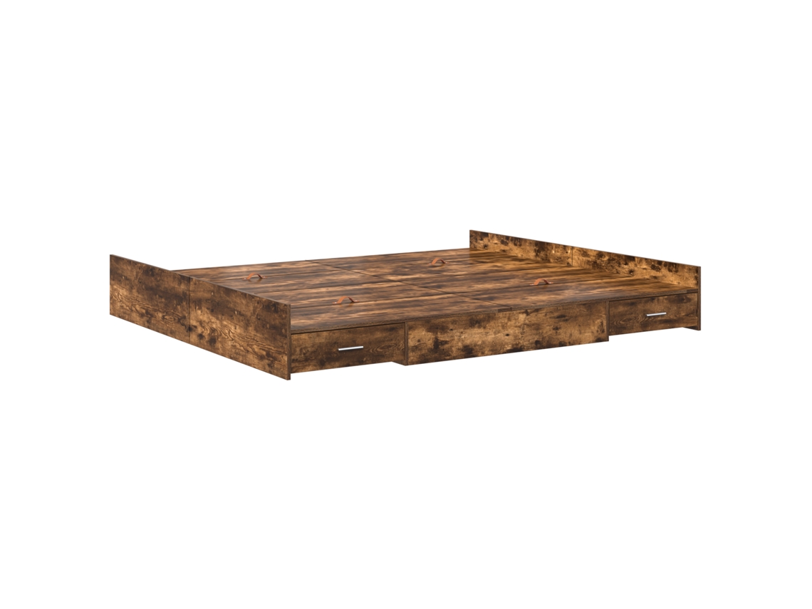 Conjunto 1 Estrutura De Cama Moderna Vidaxl Castanho Madeira De Pinho Maciça (200 X 200 Cm)