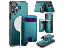 Capa Jeehood Para Iphone 17 Em Couro Sintético Com Compartimento Removível Para Cartões - Verde