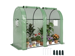 Estufa com Resistente 4 Janelas 2 Portas com Zíper Anti uv para Cultivo de Plantas 185x94x150 Cm Verde S/MARCA