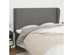 Cabecero con Alas de Tela 203x23x118/128 Cm Gris Oscuro