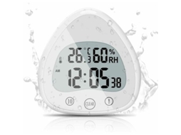 Relógio de banheiro digital LCD com alarme, touch, waterproof, timer, termômetro, ventosa portátil | S/MARCA