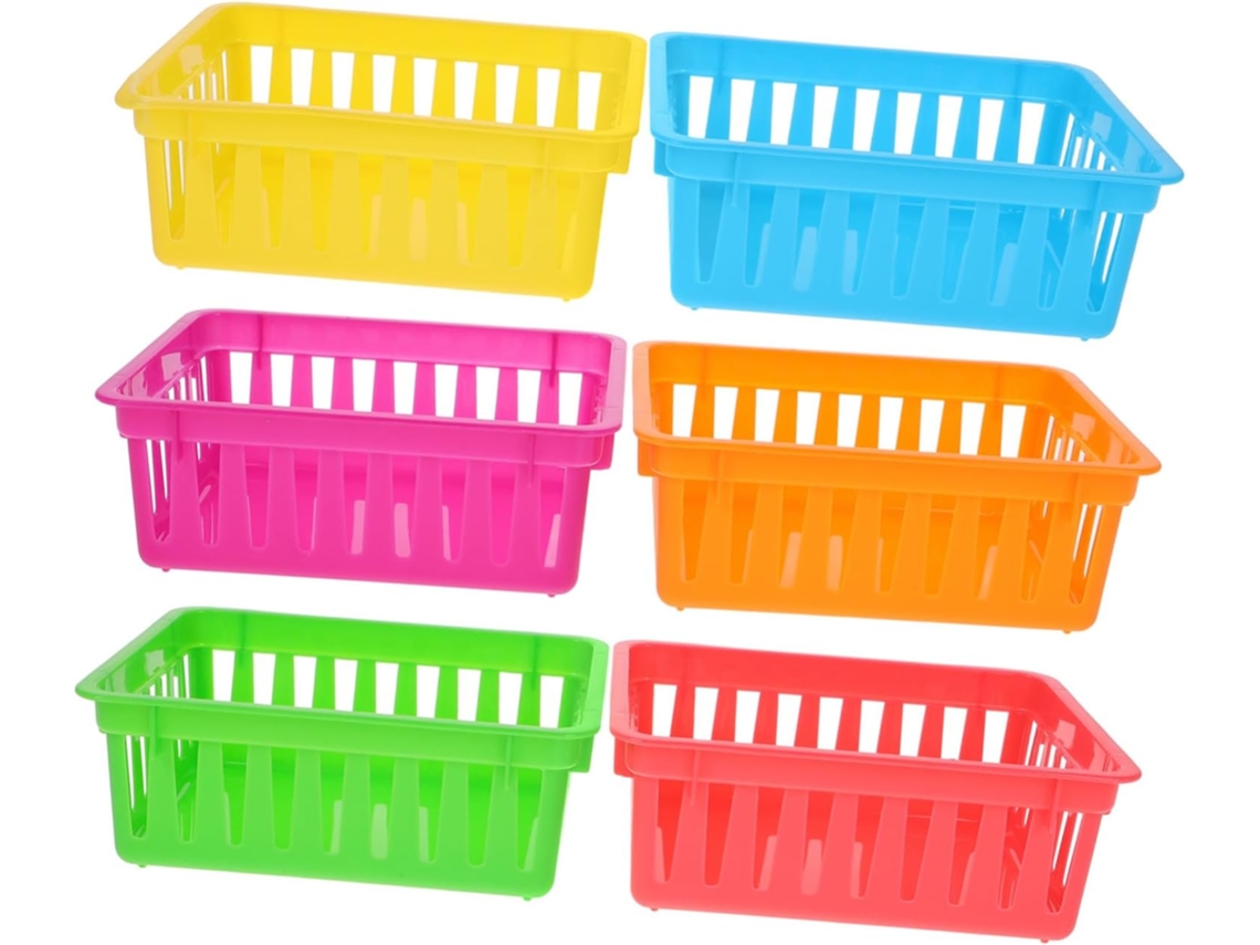 Conjunto De 6 Cestos Plástico Versáteis, De Grande Capacidade, Duráveis E Funcionais Lápis Organizadores Coloridos