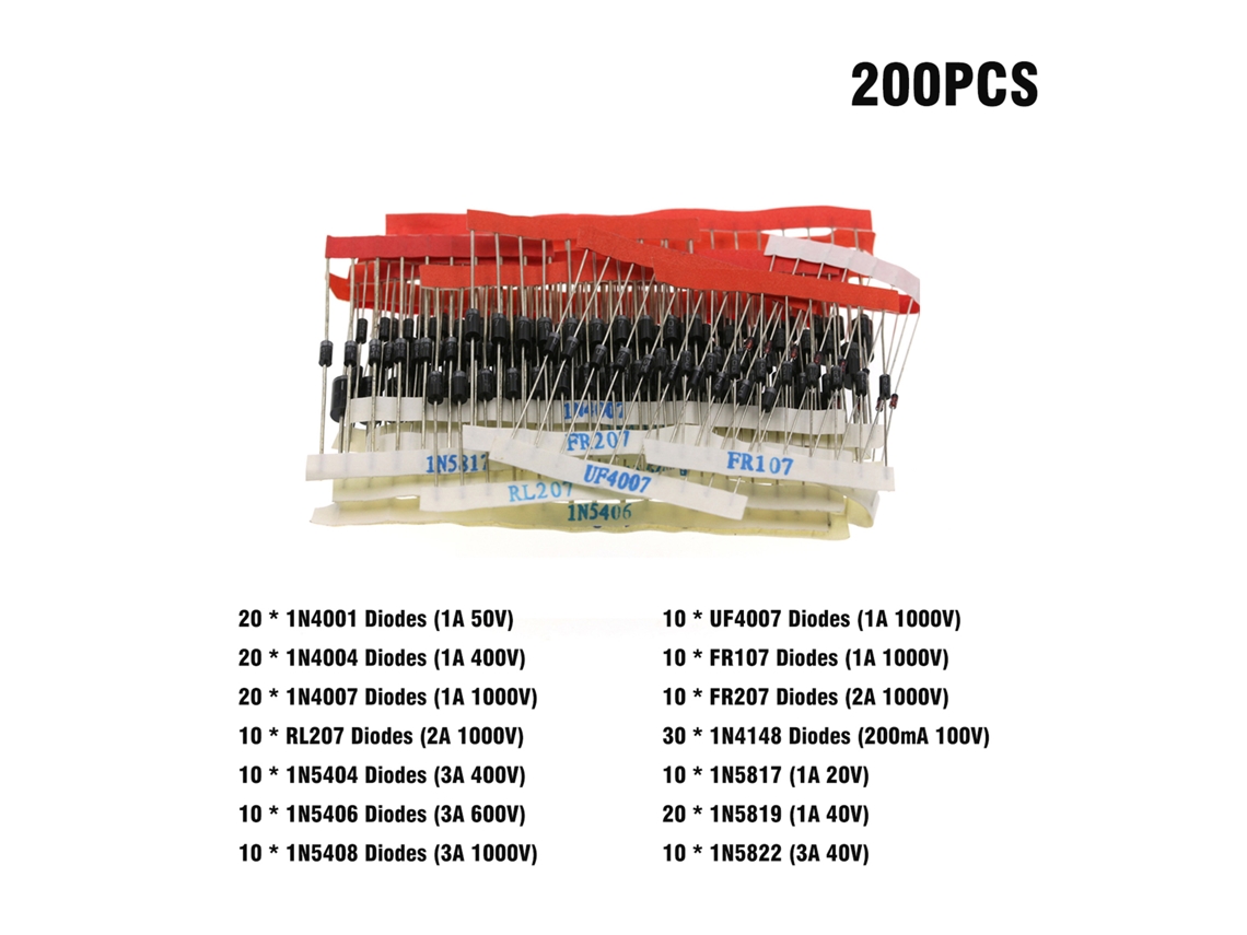 Kit De Diodos Diversos 200pcs Eletrônicos