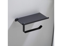 Suporte De Parede Preto Para Papel Higiênico Com Prateleira.