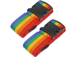 Cintas De Amarração Reforçadas Para Malas, Cintas Para Pacotes, Acessórios De Viagem, Cinta Ajustável Para Mala, Pacote Com 2 Unidades, Arco, Íris