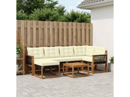 Vidaxl Conjunto De Sofás Para Exterior 7 Unid. Natural E Creme