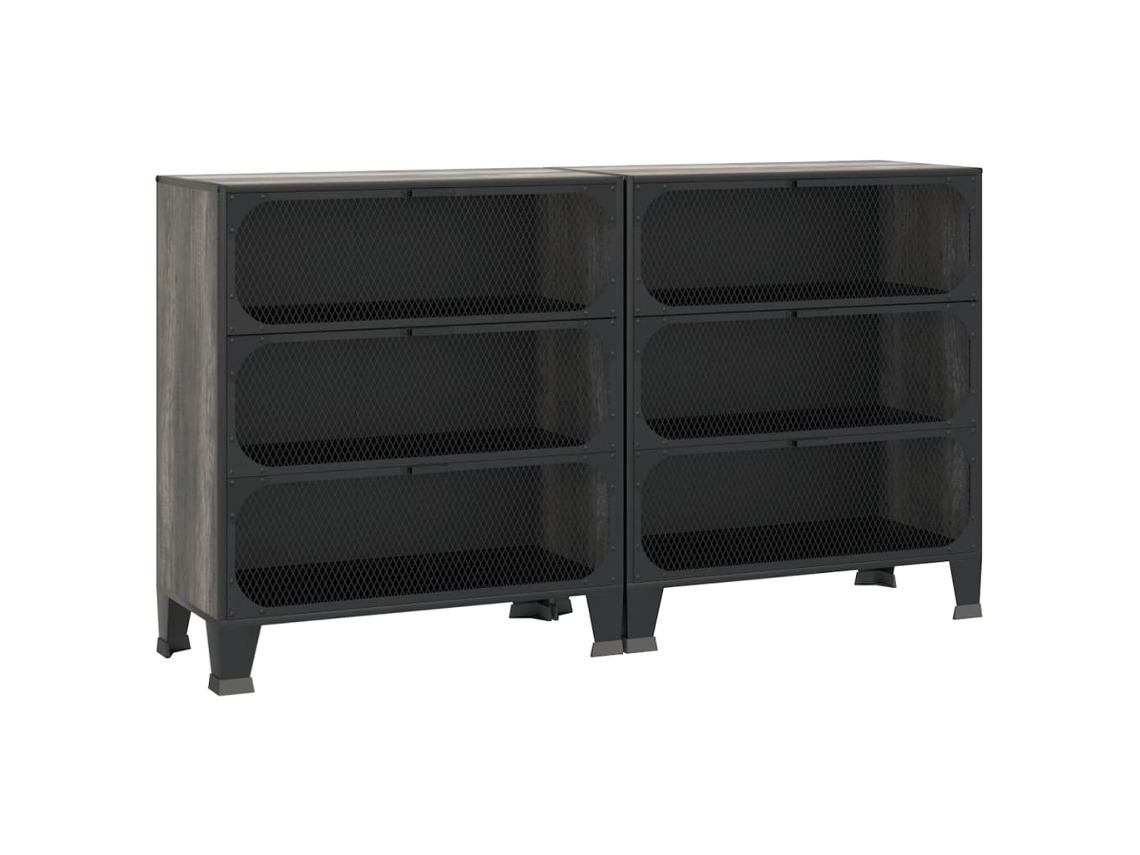 Conjunto 2 Armário de arrumação VIDAXL Cinzeto Metal (72x36x82 cm)