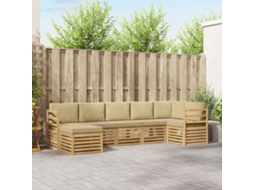 Vidaxl Conjunto De Sofás Para Exterior 7 Unid. Branco E Bege