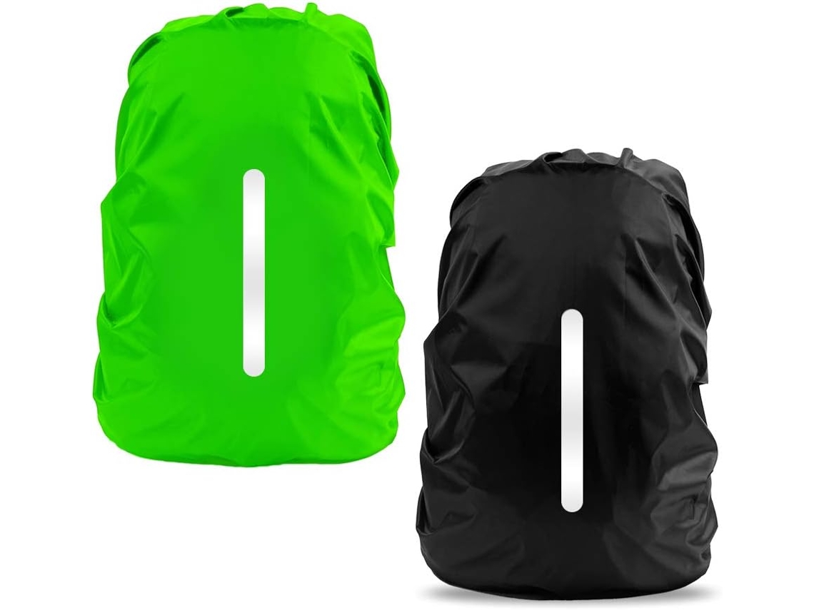Capa Impermeável Para Mochila, Lurelia, 2 Peças, 18l, Preto, Nylon, Faixa Refletiva, Fivela Ajustável, Caminhada Viagem