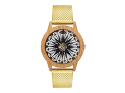Reloj De Pulsera De Aleación Analógico De Cuarzo Con Dial Redondo Para Hombre Y Mujer (oro)