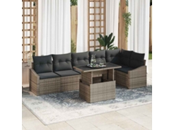 Vidaxl Conjunto De Sofá De Jardim 7 Unid. Cinzeto Vime Pe