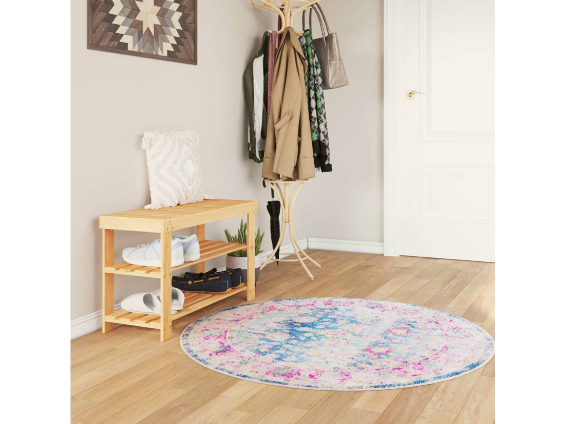 Vidaxl Tapete Lavável Ø 120 Cm Multicor