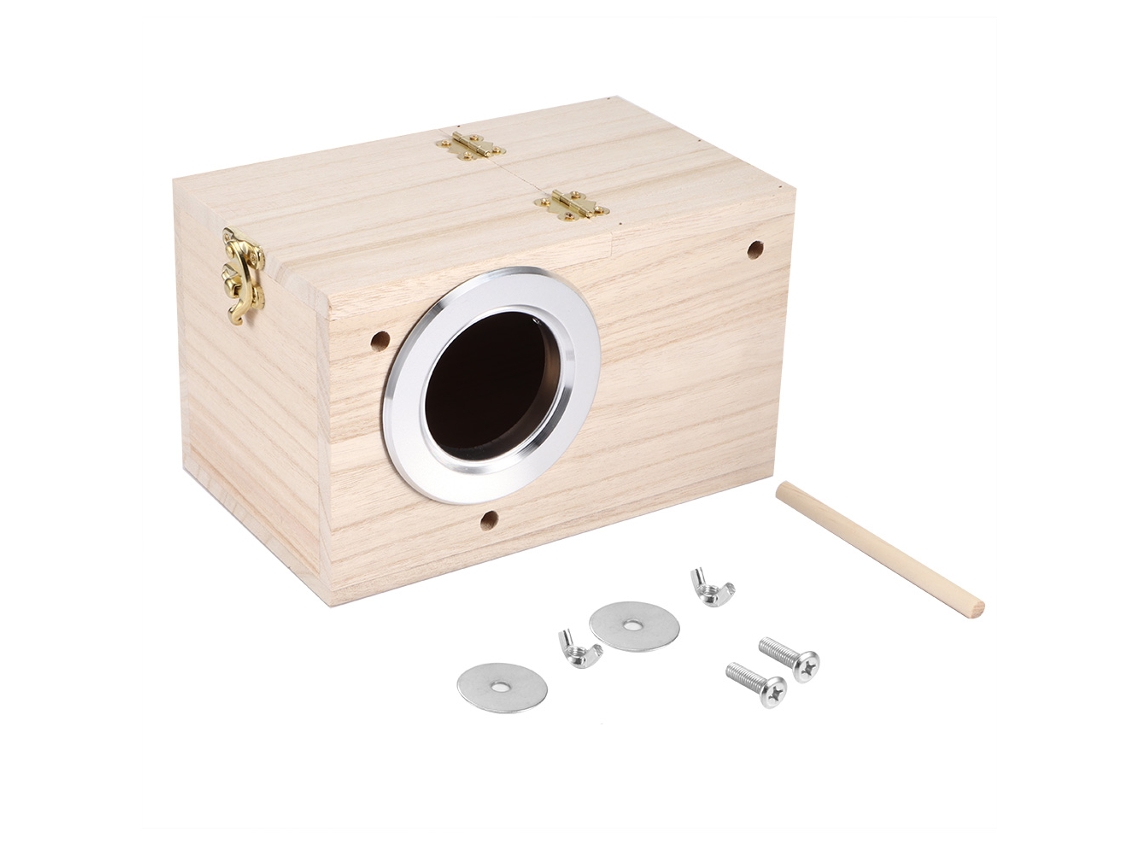 Casa de Madeira para Pássaros 12x12x19,5cm S/MARCA
